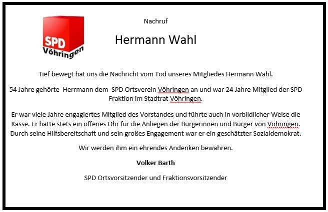 Herman Wahl - Nachruf